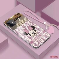 Thời Trang Ốp Điện Thoại Kính Cường Lực Hình mickey Minnie Cho iphone 14 13 12 11 pro max x xr xsmax 7 8 plus