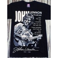 Thời trang Pg24 2025 Áo thun gỗ đen cao cấp John Lennon the Beatles Pop Rock Star Legend Phiên bản đặc biệt