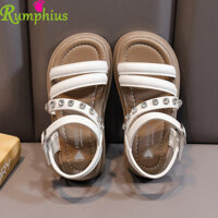 Thời Trang Phù Hợp Với Bé Gái Xăng đan Quai Mũi Nhọn Sáng Kim Cương Giả Móc & Vòng Thoải Mái Giày Trẻ Em 3-18 Tuổi