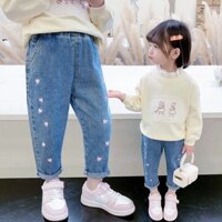 Thời Trang Quần jeans Lưng Cao Ống Loe Cho Bé Gái