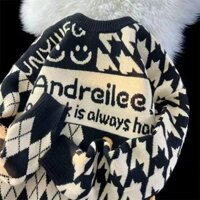 Thời Trang Quốc Gia Mỹ Sáng Tạo Đổ Xô Cặp Đôi Áo Len Nam Nữ Mùa Thu Đông Thiết Kế Cảm Giác Lười Phong Cách Đỏ Áo Len Dệt Kim