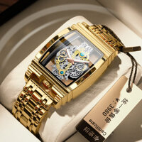 Thời Trang Rượu Thùng Đầu Máy Bánh Răng Hình Thanh Rỗng Đồng Hồ Tourbillon Da Đồng Hồ Nam Độc Đáo Chống Thấm Nước Dạ Quang