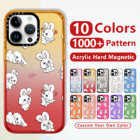 Thời Trang sang chảnh suốt chống sốc cứng từ tính Ốp Foxy Minh Họa Trái Tim Thỏ Trắng Cho Iphone 16 15 Pro 12 14 Pro Max 16 Plus Bé Gái Suốt Dày thương hiệu điện thoại trong nắp chống bẩn chống va chống đính