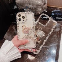 Thời Trang Sang Trọng Handmade Bling Kim Cương Pha Lê Thiên Nga Trong Suốt Dành Cho IPhone 14 13 12 11 Pro Max Mini X XS XR 7 8 Plus SE