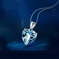 Thời Trang Topaz Mặt Dây Chuyền Trái Tim Đại Dương Châu Âu Mỹ Sapphire Trái Tim Vòng Cổ Ánh Sáng Pha Lê Xanh Xương Đòn Kim Cương Dây Chuyền