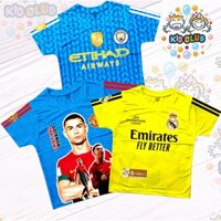 [THỜI TRANG TRẺ EM]Bộ quần áo đá banh Ronaldo Real Man city năng động cực ngầu cho bé trai chất thun lạnh mùa hè in 3d