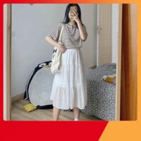 Thời Trang Tuổi Teen -  CHÂN VÁY VOAN TẦNG 2 LỚP ULZZANG MÀU ĐEN - TRẮNG - Hot 2021