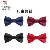 [Thời trang và đa năng] Chim gõ kiến Hai lớp Thắt nơ dành cho trẻ em Anh Học sinh tiểu học Biểu diễn nơ màu đỏ đen cổ áo sơ mi bé trai hoa