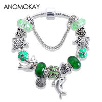 Thời Trang Vỏ Rùa Cá Heo Đại Dương Động Vật Hạt Vòng Tay Xanh Murano Pha Lê Quyến Rũ Vòng Tay Pulseras Trang Sức Đích Thực