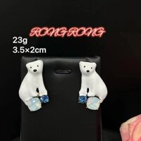 Thời Trung Cổ Cổ Điển Đính Kim Cương Dễ Thương Gấu Bắc Cực Bông Tai Ngọt Ngào Dễ Thương Ánh Sáng Sang Trọng Động Vật Cao Cấp Bông Tai