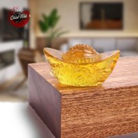 Thỏi vàng thủy tinh phong thủy trang trí size lớn 100mm