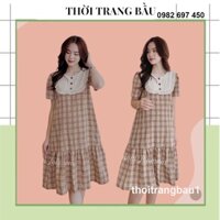 [thoitrangbau1 V-05] VÁY BẦU CÔNG SỞ HÀNG THIẾT KẾ DÁNG SUÔNG ĐUÔI CÁ CHẤT LỤA HÀN - ĐẦM BẦU BABYDOLL - VÁY MÙA HÈ ĐẸP