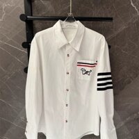 Thom Browne Premium TB College Band Puppy Áo sơ mi thêu tay dài Áo khoác mới dáng rộng Áo sơ mi Everbright