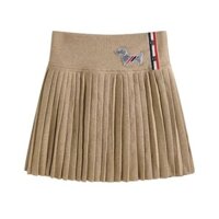 Thom Browne TB 24 Xuân Thu Mới Sọc Đại Học Phong Cách Dệt Kim Xếp Ly Váy Nữ TB Puppy Thêu Váy