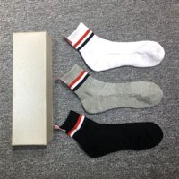 Thom Browne Tb Tất Dành Cho Nữ Giữa Ống Tất Cho Mùa Thu Đông Dày Ấm Tất Cotton Cho Mùa Đông Nguyên Chất Cotto