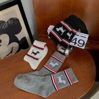 Thom Browne Thương Hiệu Hợp Thời Trang TB Puppy Giữa Ống Bốn Mùa Ins Mặc Nóng Đen, Trắng Và Xám Cá Tính Hoạt Hình Nam Và W
