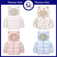 [thomas Kids] Áo Khoác Phao Có Mũ Dày Dặn Giữ Ấm Mùa Đông Kiểu Tai Thỏ / Dâu Tây / Hoa Cầu Vồng Dành Cho Bé Trai Và Bé Gái quần áo trẻ em