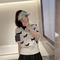 thombrowne spring leisure urban leisure cotton fake two-piece loose T-shirt women's knitwear