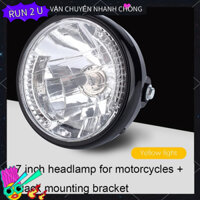 Thonglor Đèn pha LED tròn màu vàng dành cho xe máy phổ thông 12V H4 35W 7" có giá đỡ đen ride 2 u