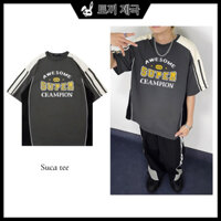 Thor áo thun tay lỡ unisex,in hình Suca mà xám phối đen kem