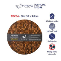 Thớt chặt tròn gỗ Teak đầu kaiyo 38x30cm – TDC04