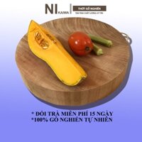 Thớt gỗ nghiến có đai inox chống nứt đường kính 29cm-34cm, Thớt gỗ kháng khuẩn NIKAIWA nguyên khối không tâm độ bền cao