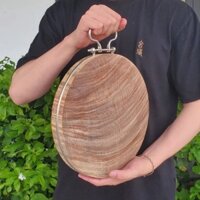 Thớt gỗ nghiến, thớt băm chặt không tâm kèm đai Inox