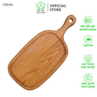 Thớt Gỗ Sồi Có Tay Cầm HAHANCO CTL553 Bày Đồ Ăn, Decor 16cm x 35cm
