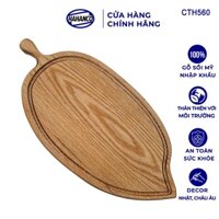 Thớt Gỗ Sồi HAHANCO Nhập Khẩu Mỹ (OAK) Hình Lá/ Có Rãnh Bao Quanh/ Derco - CTH560