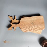 Thớt Gỗ Tần Bì Cán Gạc Hươu 35x14 cm, Đồ Gia Dụng Nhà Bếp Thái Rau Củ, Beefsteak, Cheese, Tiệc Nướng Ngoài Trời