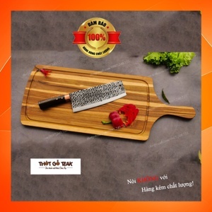 Thớt gỗ teak chữ nhật tay cầm cntc01