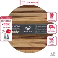 Thớt Gỗ TEAK Đầu Cây KAIYO Cao Cấp Vân Ngang Hình Tròn - Thớt Cắt Thái Chặt Decor Trang Trí Thức Ăn Top House