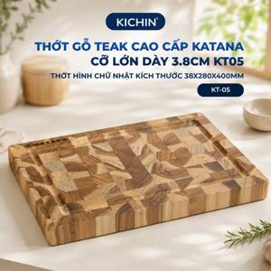 Thớt gỗ Teak đầu cây KATANA cỡ vừa KT05