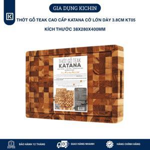 Thớt gỗ Teak đầu cây KATANA cỡ vừa KT05