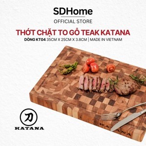 Thớt gỗ Teak đầu cây KATANA cỡ nhỏ KT04