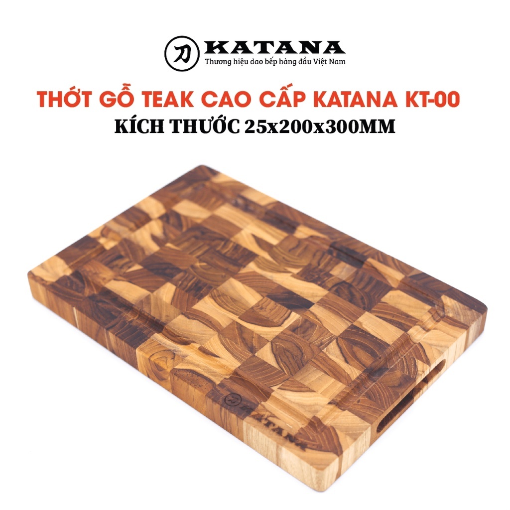 Thớt gỗ Teak đầu cây KATANA cỡ nhỏ KT00