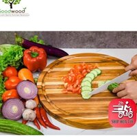 Thớt gỗ tròn Chef TEAK Châu Âu hình tròn D40 cm Beefsteak,Steak BBQ, Pizza - Acacia Wood Cutting Board