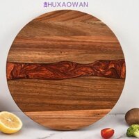 Thớt Gỗ ZHUXAOWAN, Thớt Phô Mai Đa Năng Tròn, Khay Tráng Miệng Bánh Mì Dày Bằng Nhựa Thớt Trái Cây Tinh Tế Phòng Ăn