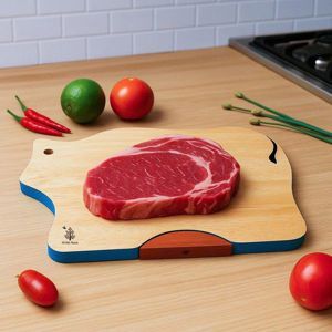 Thớt hình bò Gỗ Đức Thành có đế 03321