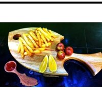 Thớt hình Cá Thần Tiên Gỗ keo nguyên khối bày đồ ăn decor siêu đẹp