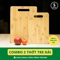 THỚT TRE TREVINA - COMBO 2 THỚT TRE DÀI [TẶNG 2 ỐNG HÚT TRE] [FREESHIP]. Thớt tre không tạo mùn, kháng khuẩn, nhanh khô.
