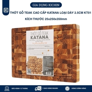 Thớt vuông gỗ Teak đầu cây KATANA cỡ nhỏ KT01