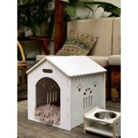 THPN002 sz M(0-7kg)Nhà chó mèo gỗ nhựa chống thấm nước.