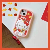 Three-Dimensional Cartoon Fortune Hello Kitty Apple 15 Phone Case Iphone14promax Silicone 12 Niche 11 All-Inclusive 13 4AbZ