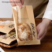 [Threegoodstonesgen] 100 Túi Bánh Mì Giấy Nhỏ Lớn Có Cửa Sổ Trong Suốt Túi Giấy Kraft Để Đóng Gói Bảo Quản Hàng Nướng Dụng Cụ Nhà Bếp Ts