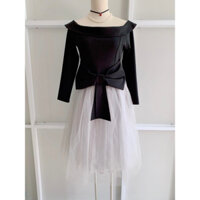 Thrift / 2hand / pass / thanh lý đầm nơ kiểu balletcore vintage fairy coquette , đầm cổ thuyền, đầm đi tiệc công chúa
