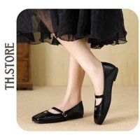 TH.STORE giày búp bê giày bệt da nữ giày đế bằng tag Min nhỏ M39-25