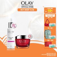 (Thử 5g) Combo 2: Kem Dưỡng Ẩm Ban Ngày OLAY REGENERIST 50G + Super Serum Dưỡng Sáng Da, Mờ Thâm Mụn OLAY LUMINOUS AHA