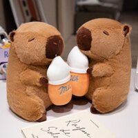 Thú Bông Gấu Chuột Lang Nước Capybara Ôm Bình Sữa Thú Bông Thú Nhồi Bông Đồ Chơi Toy Gấu Bông
