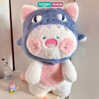 Thú bông Gấu Mèo DuDu trắng đội mũ cá mập cười tít siêu dễ thương chính hãng Totoro Việt Nam